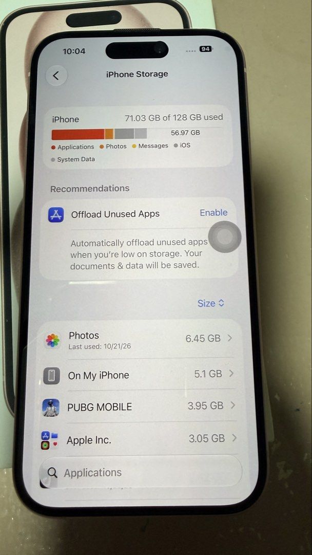 iPhone 15 (128gb Pink) (Category: iPhone 15 Series) located in San Pablo. Submitted by issa8 (Listing ID 1470296969, Image 3). Description: iPhone 15 - 128gb (Pink) 86% battery health (original battery) NTC approved Never been opened/never been repaired. All parts are still original. Personally used/lady owned. Comes with original box. RFS: Switched to iPhone Air Available for meet up at SELLER'S preferred/convenient location. For deliveries, LBC