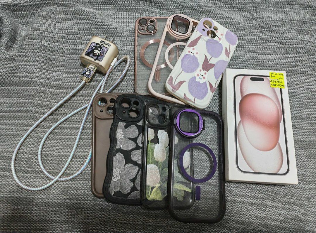 Iphone 15 Pink 256gb (Category: iPhone 15 Series) located in Manila. Submitted by cutiesquirrel.0717 (Listing ID 1470298030, Image 3). Description: Lady-owned phone 83% Batt Health No issue No scratches New screen protector with 7 phone cases, box and original type c-apple charger. PM me for other information.