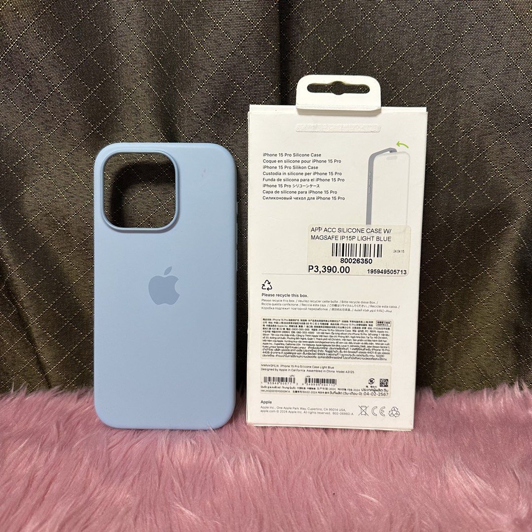 iPhone 15 Pro (Used Original Silicone Casing) (Category: Cases & Sleeves) located in Pasig City. Submitted by loveyyy08 (Listing ID 1470295997, Image 2). Description: Original Silicone Case For iPhone 15 Pro Bought for ₱3,390.00 RFS: Not needed anymore 📍Location: Pasig Lifehomes 🛵Delivery: Same day delivery/LBC only 💰Mode of Payment: Cash/Bank Transfer .