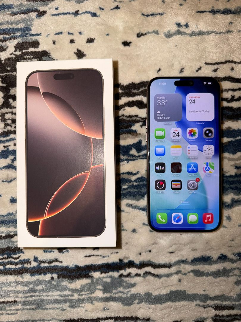iPhone 16 PRO MAX 256 OPENLINE (90%BH) (Category: iPhone 16 Series) located in Las Pinas. Submitted by jayarramos (Listing ID 1470202337, Image 2). Description: iPhone 16 Pro Max 256GB (90%BH) RUSH COMPLETE WITH BOX AND ACCESSORIES OPEN LINE NO DENTS AND ISSUES BOUGHT FROM SINGAPORE RFS: UPGRADED TO ANOTHER PHONE ALREADY SLIGHTLY NEGOTIABLE.