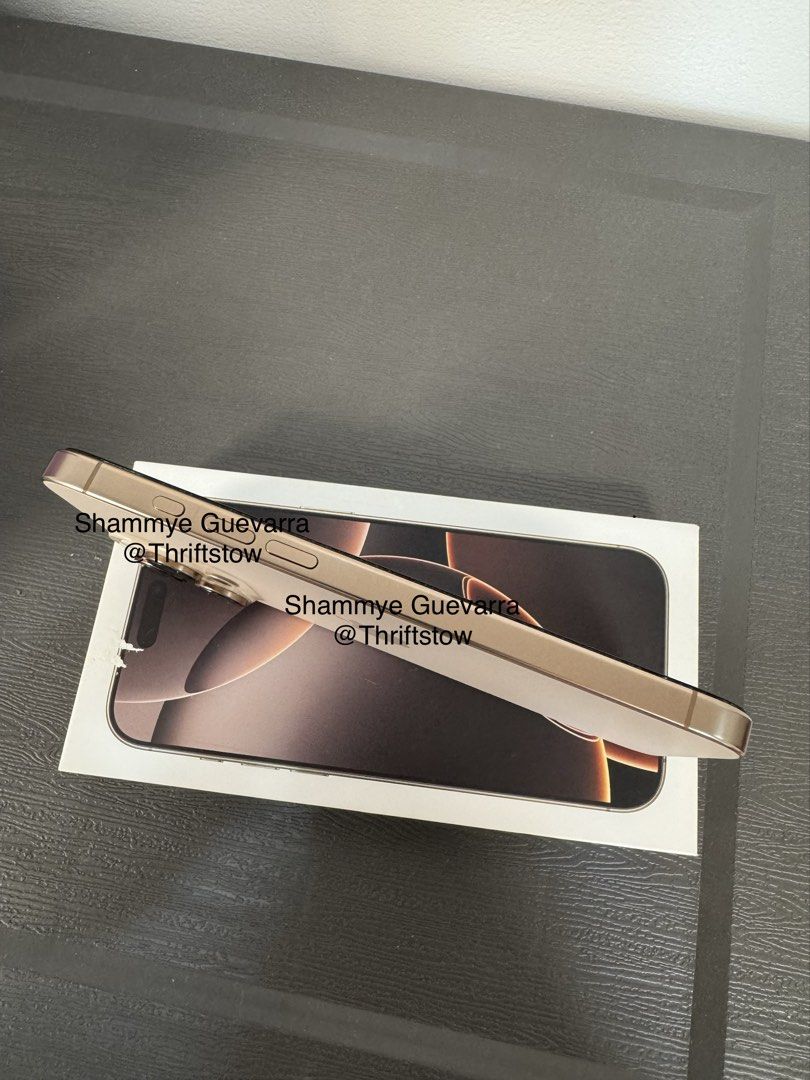 iPhone 16 Pro Max 512GB – Desert Titanium / Gold (Category: iPhone 16 Series) located in Baliuag. Submitted by thrift_stow (Listing ID 1470235251, Image 3). Description: Selling my iPhone 16 Pro Max 512GB in Gold/Desert Titanium. ✨ Details: * Model: iPhone 16 Pro Max * Storage: 512GB * Color: Desert Titanium (Gold) * Battery Health: 90% (CC: 746) * Warranty: Sep. 25, 2025 * Inclusions: [Phone, box, cable, cases] 💰 Selling Price: ₱47,990 📍 Locat
