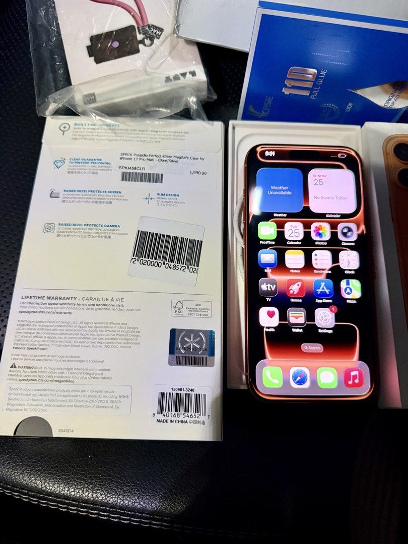 iPhone 17 Promax 512gb (Category: iPhone 17 Series) located in Pasig City. Submitted by coco_mamba_24 (Listing ID 1470327579, Image 3). Description: Preloved iPhone 17 Promax 512gb FU NTC Hk Variant 92% Battery Health Same Serial Box Orig Usb Cable With Free Case Orig Speck Clear Full Tempered Glass Cosmic Orange RFS: Upgraded to 18 Promax For Sale Only! Pm if Interested.