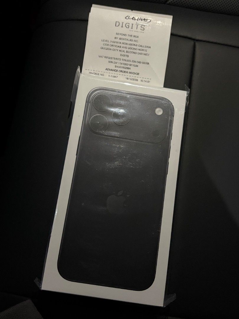 iPhone 18 Pro Max Black 256GB (Category: iPhone 18 Series) located in Paranaque City. Submitted by andy_dom (Listing ID 1470287108, Image 1). Description: iPhone 18 Pro Max Black 256GB NO swap (Sale: P94,000) Not activated/sealed from Beyond The Box Unit Only with receipt RFS: Extra unit Meet up: Cubao, Robinsons Magnolia, Trinoma, BGC, MOA, etc..