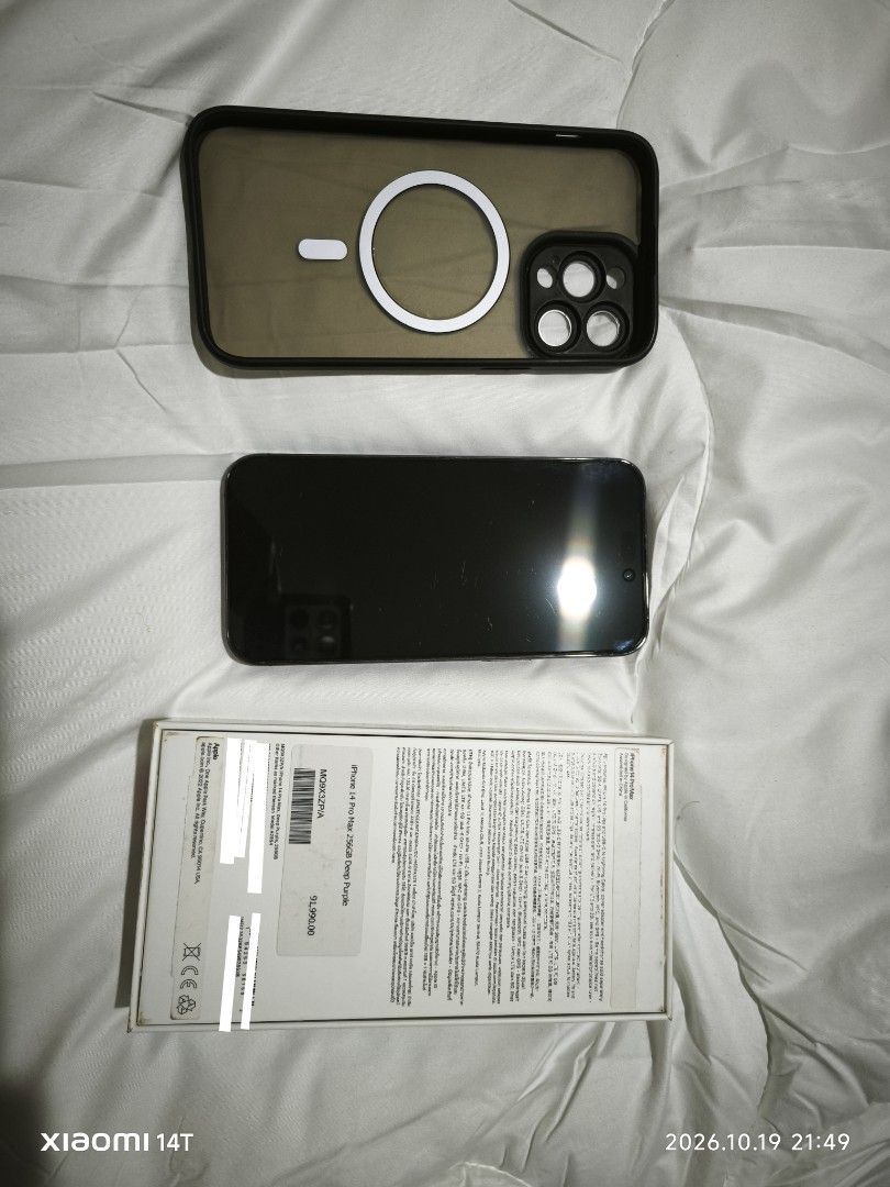 Iphone Promax 256gb Deep Purple (Category: iPhone 14 Series) located in Muntinlupa City. Submitted by carlos.31 (Listing ID 1470345645, Image 1). Description: All original never been repaired and replaced 79% battery health Original charging cable never been used Front and back protection since day 1 No scratch or dent Any network/sim can do Inclusions magsafe case and extra cable Meetup only - festival mall or bgc RFS - upgrade.