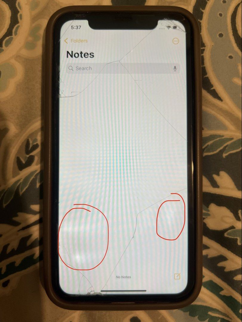 Iphone XR Red PHYSICALLY DAMAGED/CRACKED (Category: iPhone X Series) located in Cainta. Submitted by chantalloyola (Listing ID 1470284371, Image 2). Description: Iphone XR 128GB Red - with box (no earphones or charging cord) - FREEBIES: original Apple USB adaptor, and 1 phone case - HEAVILY DAMAGED/SHATTERED BACK GLASS. - Front Screen is clean but with LCD issues (see through like dots visible on white screen. not visible if di naman white screen