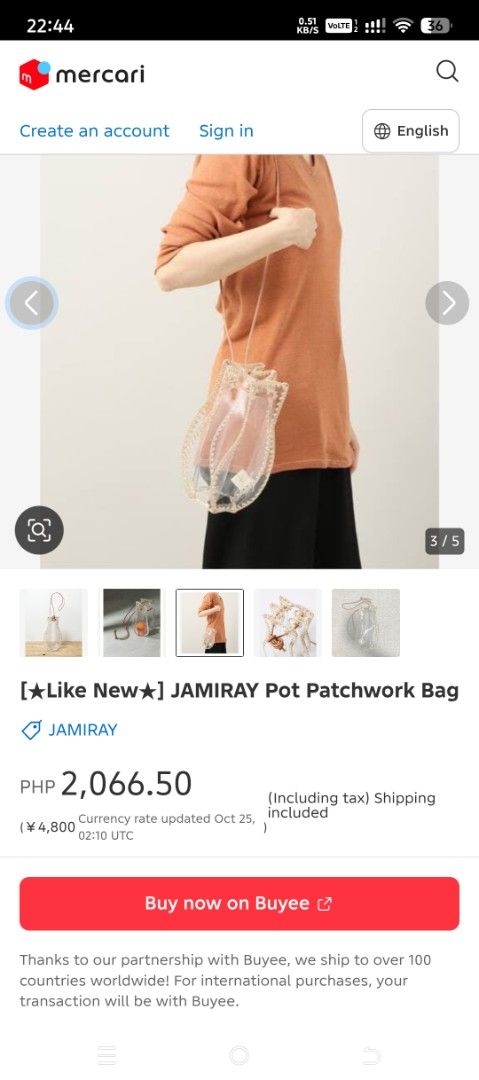 JAMIRAY POT PATCHWORK TRANSPARENT BAG (Category: Tote Bags) located in Kalibo. Submitted by secondchances.thriftsh8p (Listing ID 1470313361, Image 3). Description: - Brand/Model: JAMIRAY pot patchwork bag - Material: Clear vinyl with beige crochet trim and brown leather accents - Closure & Straps: Secure leather drawstring and slender shoulder straps - Design: Unique vase-shaped bucket bag with a small logo tag - Best For: Casual outings, beach t
