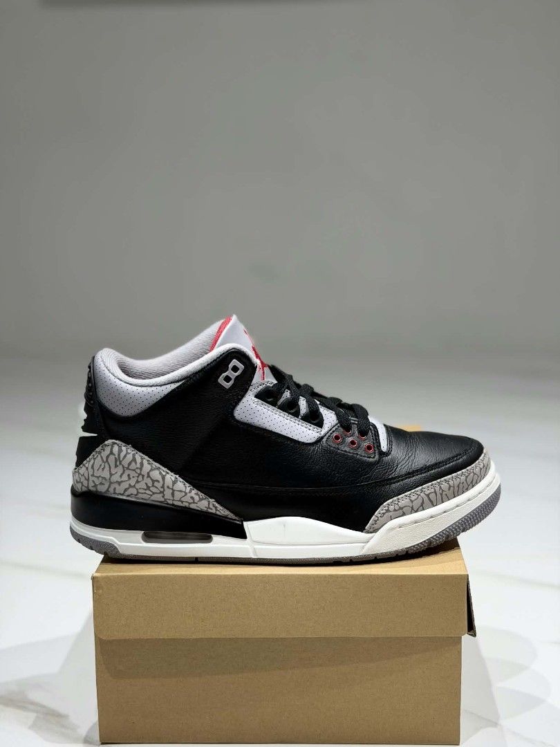 JORDAN 3 BLACK CEMENT (Category: Sneakers) located in Caloocan City. Submitted by 321soled (Listing ID 1470204080, Image 1). Description: for sale/trade j3 black cement size 10 used / rep box 4,495 south caloocan area ig/fb: 321soled.