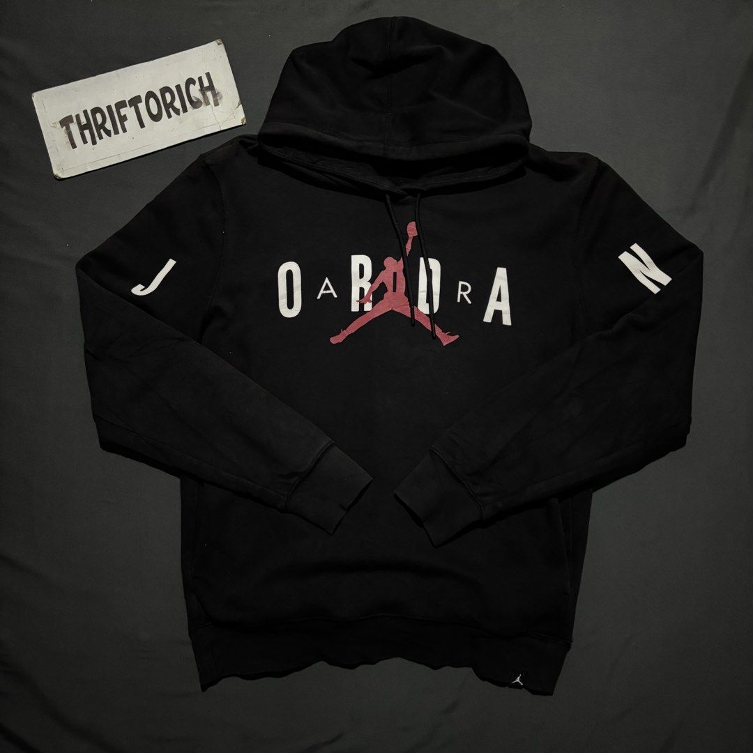 JORDAN BLACK HOODIE (Category: Hoodies) located in Taytay. Submitted by dwinsapparel (Listing ID 1470251309, Image 1). Description: JORDAN SCRIPT BLACK HOODIE W-24 L- 27 EXCELLENT CONDITION NEED WASH COMPLETE TAGS.