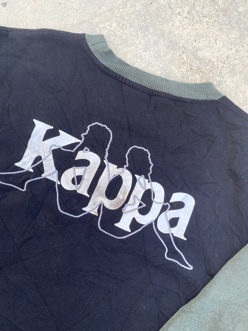 Kappa x GU Crewneck (Category: Activewear) located in Baguio. Submitted by kakkoine313sb (Listing ID 1470307838, Image 2). Description: Excellent Condition 9 Color Rate Width - 21.5 Length - 25 Minimal Ink Stains.