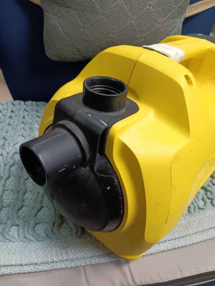KARCHER BP3G 104135 Garden Pump (Category: Construction Tools & Equipment) located in Pasay City. Submitted by enrico_appliances (Listing ID 1470191126, Image 3). Description: - Brand/Model: Kärcher BP 3 Garden Pump (1.645-380.0) - Color: Yellow and black housing with a taped-up carry handle - Power: 230-240V, 50 Hz - Performance: Max flow rate of 3,500 l/h, max head of 40 m - Condition: Used with minor scuffs and dirt, but 100% fully functional 