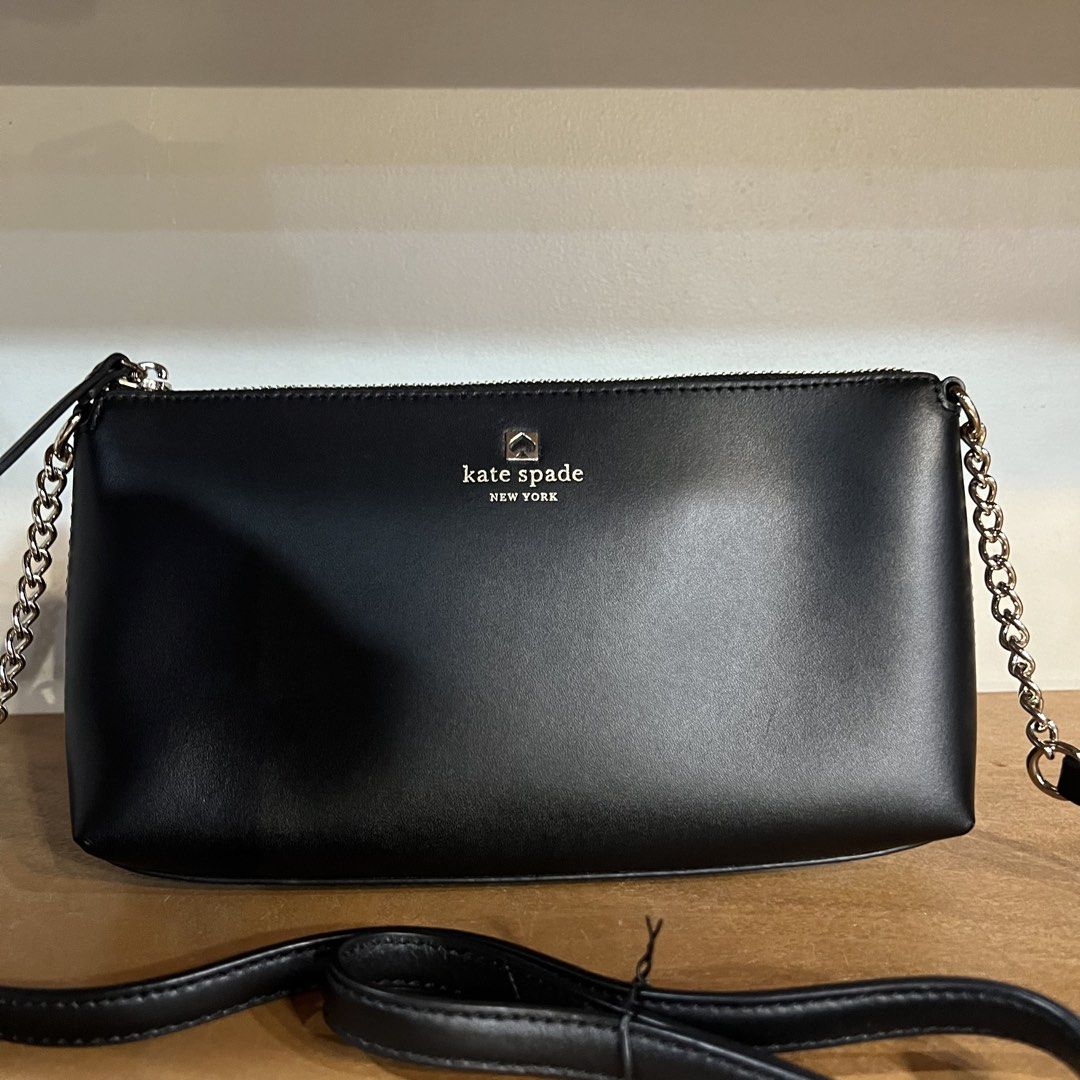 Kate Spade Black Crossbody Bag (Category: Cross-body Bags) located in Binan City. Submitted by lovedbynins (Listing ID 1470233039, Image 2). Description: Authentic black leather Kate Spade Weller Street Declan crossbody bag with light gold hardware and a secure zip top. Only used twice. Kindly check and zoom photos for details 😊.