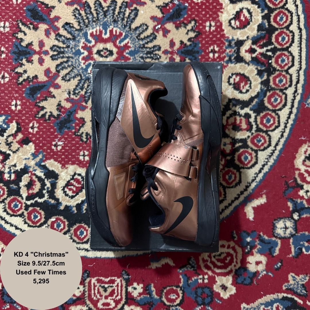KD 4 "CHRISTMAS" (Category: Sneakers) located in Caloocan City. Submitted by pulito.streetwear (Listing ID 1470207965, Image 1). Description: KD 4 "Christmas" Size 9.5/27.5cm Used Few Times .