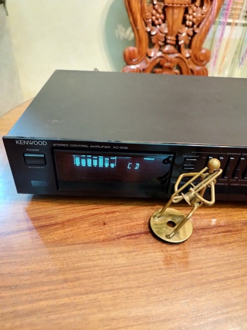 Kenwood KC-208 Stereo Control Amplifier Equalizer (Category: Soundbars, Speakers & Amplifiers) located in Antipolo. Submitted by motable.paul (Listing ID 1470284866, Image 3). Description: working unit no performance issue 7 band Stereo graphic equalizer electronic push type 7 band spectrum analyser loudness button CD Direct button 5 pre-set memory stunning looks great Fat sounding 110v power input multi- input : phono MM, Tuner, Aux, Tape etc..