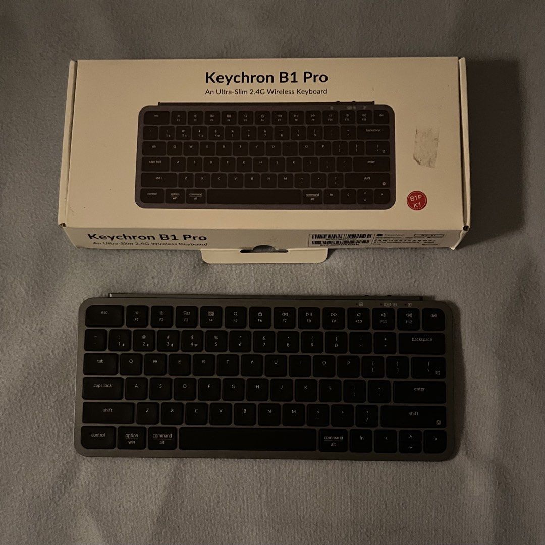 Keychron B1 Pro Wireless Keyboard (Category: Computer Keyboard) located in Quezon City. Submitted by yoondeclutters (Listing ID 1470265898, Image 1). Description: Barely used. Comes with all accessories except Type C-Type C cord. Good body cosmetics. Loc: Quezon City, Fairview.