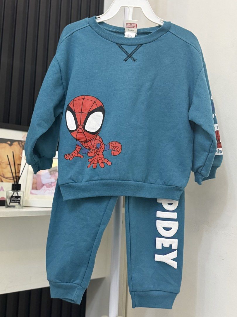 Kids Character Sweatshirt and Pants Set Assorted Designs (Category: Babies & Kids Fashion) located in Imus. Submitted by ayascloset329 (Listing ID 1470169079, Image 2). Description: - Kids Matching Sweatshirt & Sweatpants Sets - Popular Character Designs: Disney Cars, Spider-Man, Mickey Mouse, Winnie the Pooh - Material: Soft fleece-style with ribbed cuffs and hems for extra comfort - Colors Available: Maroon, teal, sage green, cream, and mustard
