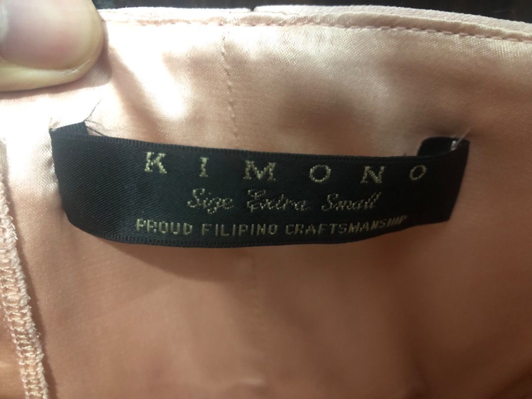 Karimadon Calixta Strapless Gown XS (Category: Dresses) located in Manila. Submitted by kissa.1890 (Listing ID 1470244040, Image 2). Description: - Brand/Label: Kimono (Proudly made in the Philippines) - Color: Blush Pink - Size: Extra Small (XS) - Design: Strapless sweetheart neckline with thin spaghetti straps, fitted bodice, and elegant front box pleats - Closure: Secure back zipper - Condition: Excellent, ready to wear for your next special o