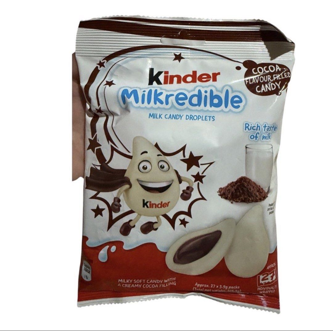 Kinder Milkcredible Cocoa droplets (Category: Other Food & Drinks) located in Lipa City. Submitted by lifestyled (Listing ID 1470219197, Image 1). Description: Bag of Kinder Milkredible Milk Candy Droplets in the Cocoa Flavor variety. Expiry 4/2027 💯 Authentic.