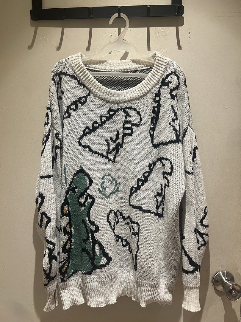 Knit Dinosaur Oversized Sweater (Category: Coats, Jackets and Outerwear) located in Malabon City. Submitted by chrsgns (Listing ID 1470220432, Image 1). Description: rush selling!! - can ship via sdd thru grab/lalamove (metro manila area only) - mop: gcash or bdo - price is still nego if kukunin agad or getting 2 or more items - pm for inquiries .