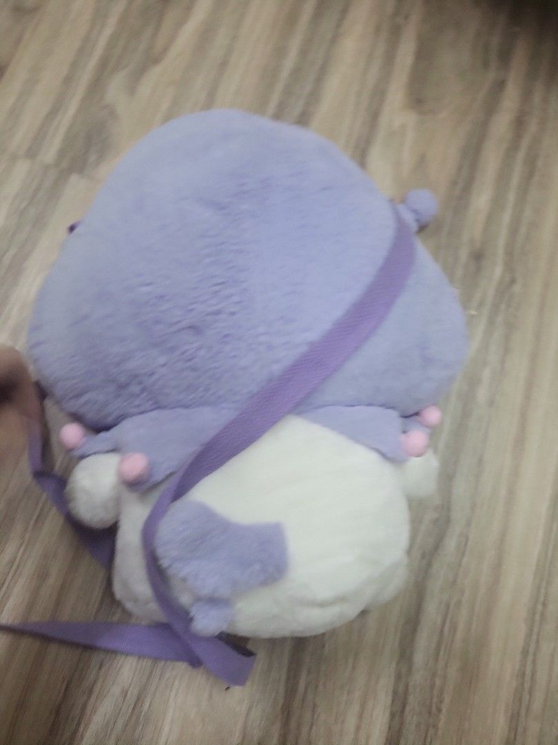 Kuromi Backpack plushie (Category: Plushies & Soft Toys) located in Caloocan City. Submitted by lynette1977 (Listing ID 1470220986, Image 3). Description: see photo for issues. back pack strap broken.