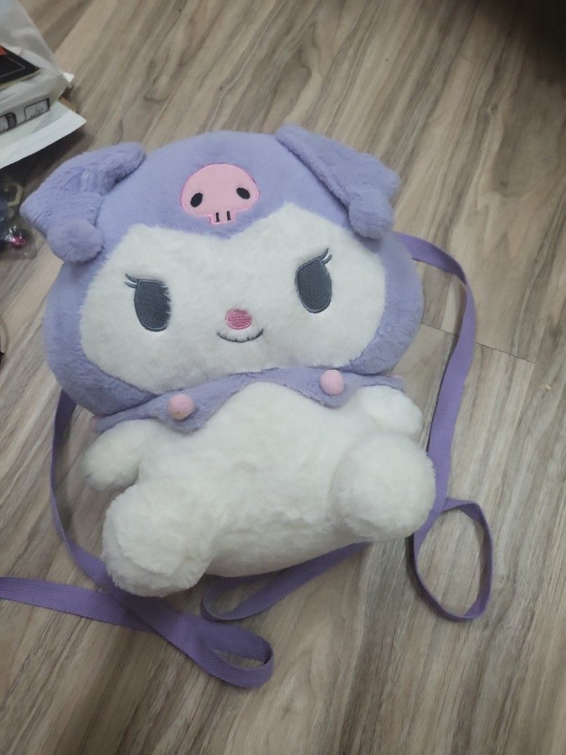 Kuromi Backpack plushie (Category: Plushies & Soft Toys) located in Caloocan City. Submitted by lynette1977 (Listing ID 1470220986, Image 1). Description: see photo for issues. back pack strap broken.