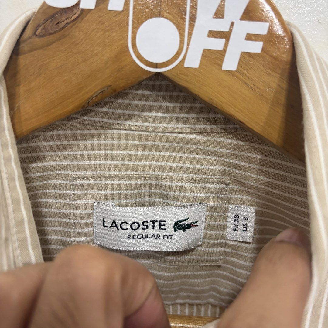 Lacoste (Category: Formal Shirts) located in Santa Rosa. Submitted by gardenofthrifts (Listing ID 1470181876, Image 3). Description: Shirt ₱1480 Small Width: 19 Length: 26 10/10 Condition Comment “Mine” below to purchase..