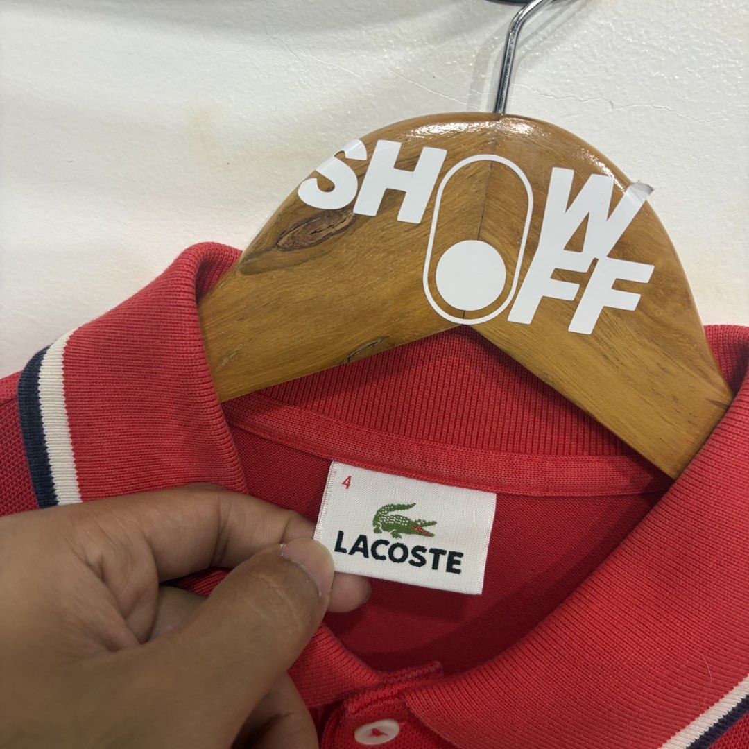 Lacoste (Category: Tshirts & Polo Shirts ) located in Santa Rosa. Submitted by gardenofthrifts (Listing ID 1470182044, Image 3). Description: Shirt ₱1280 Medium Width: 19.5 Length: 26.5 10/10 Condition Comment “Mine” below to purchase..