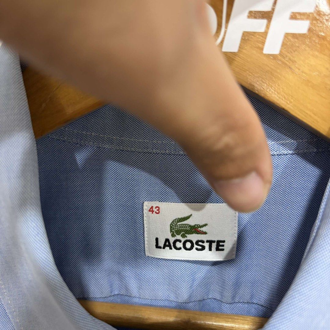 Lacoste (Category: Formal Shirts) located in Santa Rosa. Submitted by gardenofthrifts (Listing ID 1470182484, Image 3). Description: Shirt ₱1280 XL Width: 23 Length: 29 10/10 Condition Comment “Mine” below to purchase..