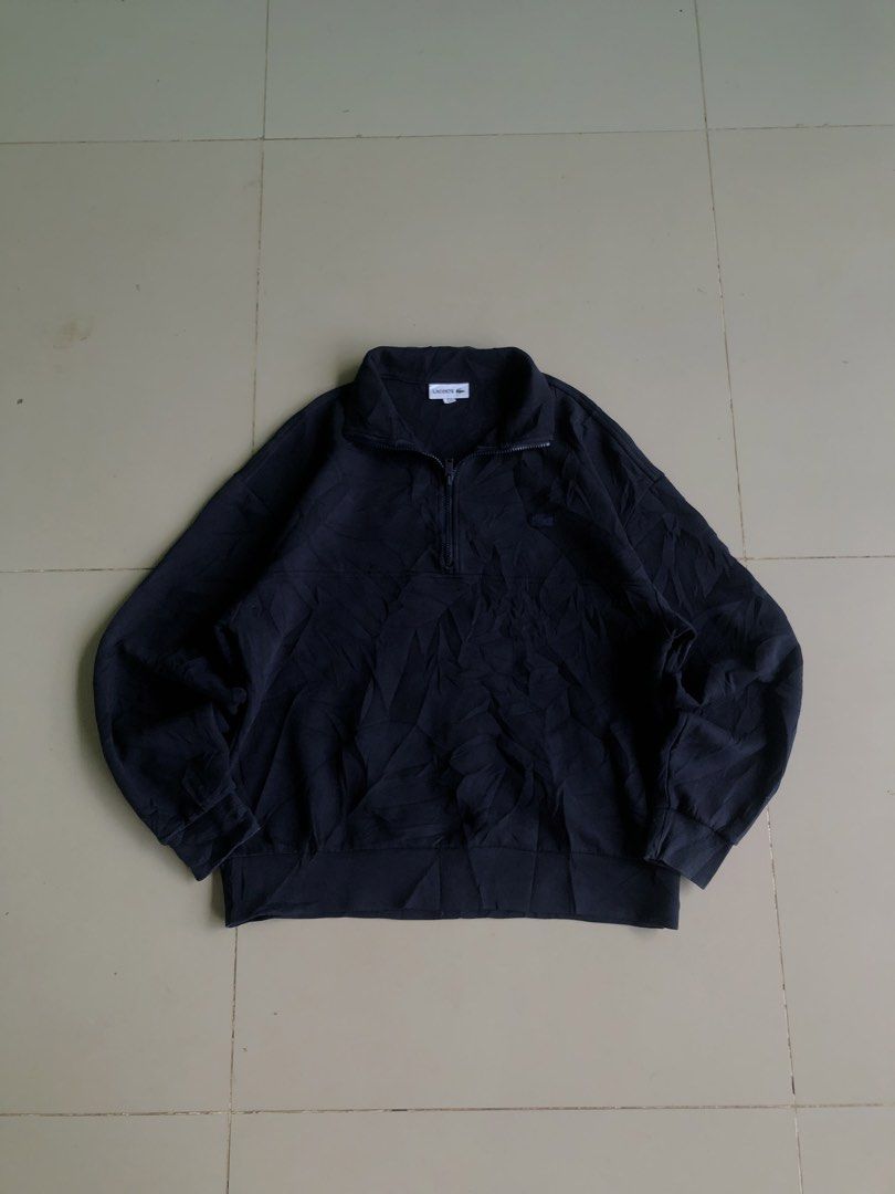 Lacoste Navyblue Quarter Zip Sweatshirt (Category: Coats, Jackets and Outerwear) located in Cagayan de Oro. Submitted by leklekthrift (Listing ID 1470259664, Image 1). Description: - Color: Classic navyblue - Brand: Lacoste - Style: Quarter-zip sweatshirt with ribbed collar and zipper pull - Details: Iconic embroidered crocodile logo on the chest - Fit: Classic fit with ribbed cuffs and hem for comfort - Sizing: Standard sizing based on tag - Con