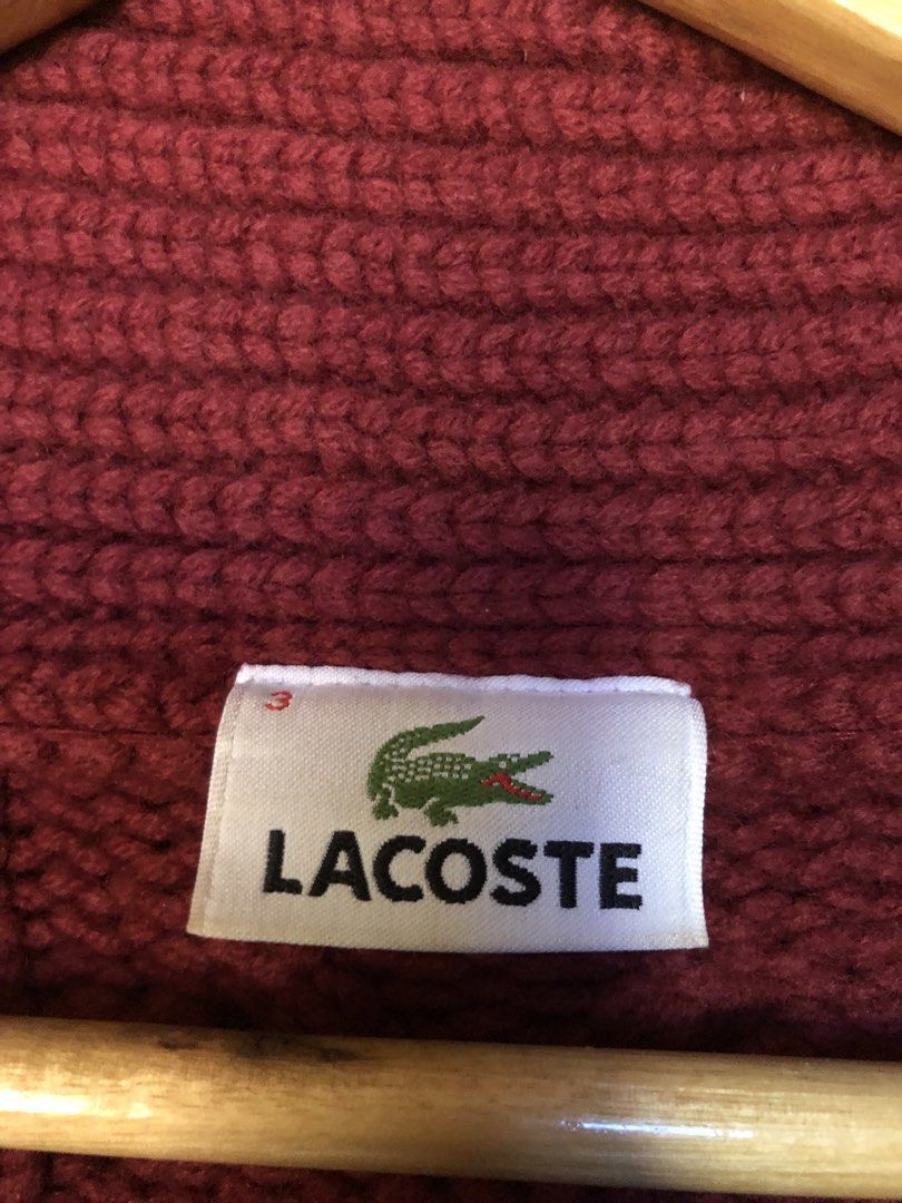 Lacoste cable knitted sweater (Category: Coats, Jackets and Outerwear) located in Malaybalay. Submitted by joromsthrift (Listing ID 1470172265, Image 3). Description: -Lacoste cable knitted🐊 Size: M-L Dimes: 20.5x27 Like new condition Color rate: 9.7/10 No issue .