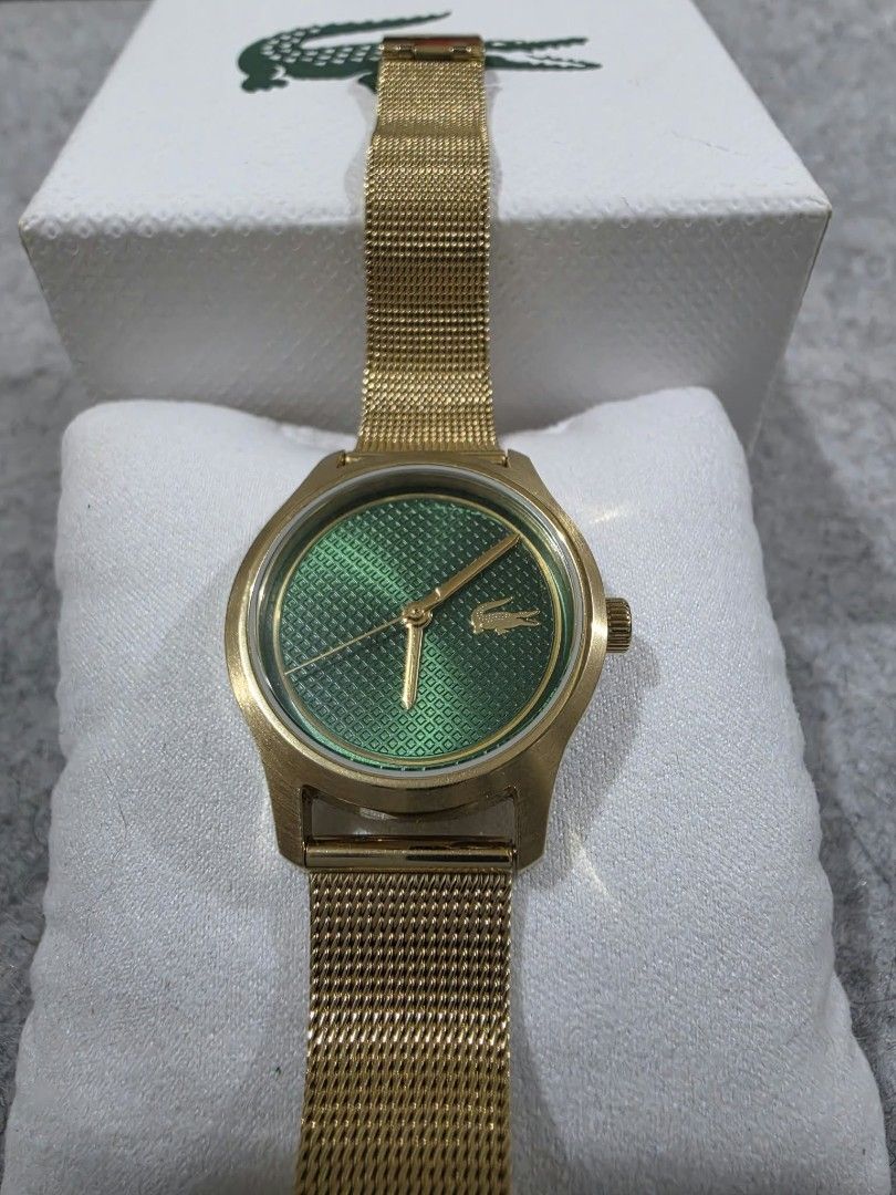 Lacoste Gold Watch with Green Dial (Category: Women's Watches) located in Las Pinas. Submitted by francisdan78964 (Listing ID 1470232091, Image 3). Description: PRELOVED Like New - Lacoste Elyse Women's Watch Authentic from USA.