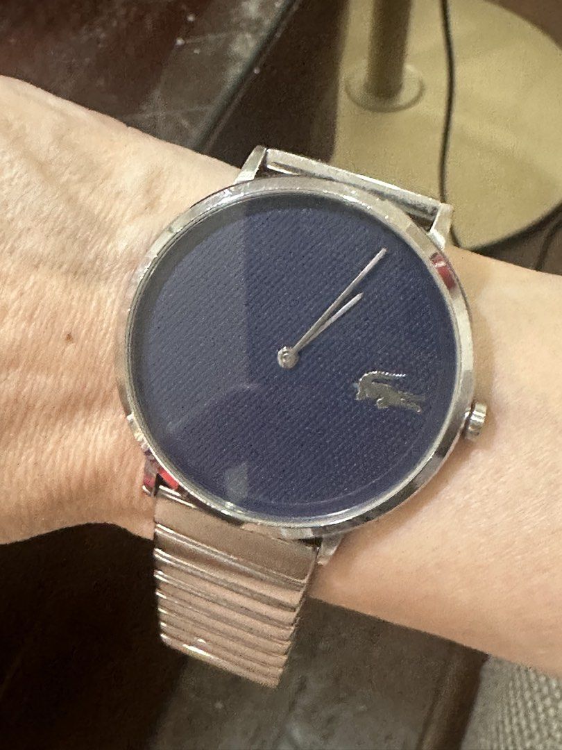 Lacoste Moon Men’s Watch ( Model 2010953 ) (Category: Men's Watches) located in Manila. Submitted by roseluxuryitems (Listing ID 1470189107, Image 2). Description: Lacoste Moon Men’s Watch ( Model 2010953 ) Featuring a minimalist blue textured dial Silver tone stainless steel case and matching link bracelet 40mm Case thickness 7mm Blue with silver tone hands & lacoste crocodile logo Quartz .