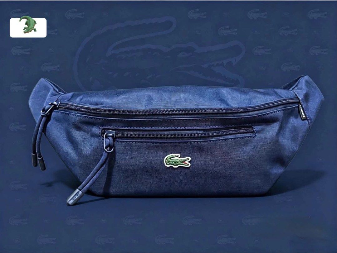 Lacoste Neocroc Waist Bag (Category: Belt bags, Clutches and Pouches) located in Santa Rosa. Submitted by miqboutique (Listing ID 1470183816, Image 3). Description: 🐊Waist Bag Black/Blue ₱3,299 + SF • Ready to ship • Guaranteed Original Fb page: Miq's Boutique.