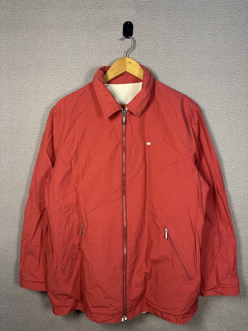 LACOSTE REVERSIBLE HARRINGTON JACKET (Category: Coats, Jackets and Outerwear) located in Rizal. Submitted by jamesthrift (Listing ID 1470170463, Image 1). Description: LACOSTE REVERSIBLE HARRINGTON JACKET Size : 52/4 L-Xl Dimes: -width 24 -length 29 Condition: Very Good Color Rate: 9 Issue: rust stains on beige side of the jacket 🏷️499+sf.