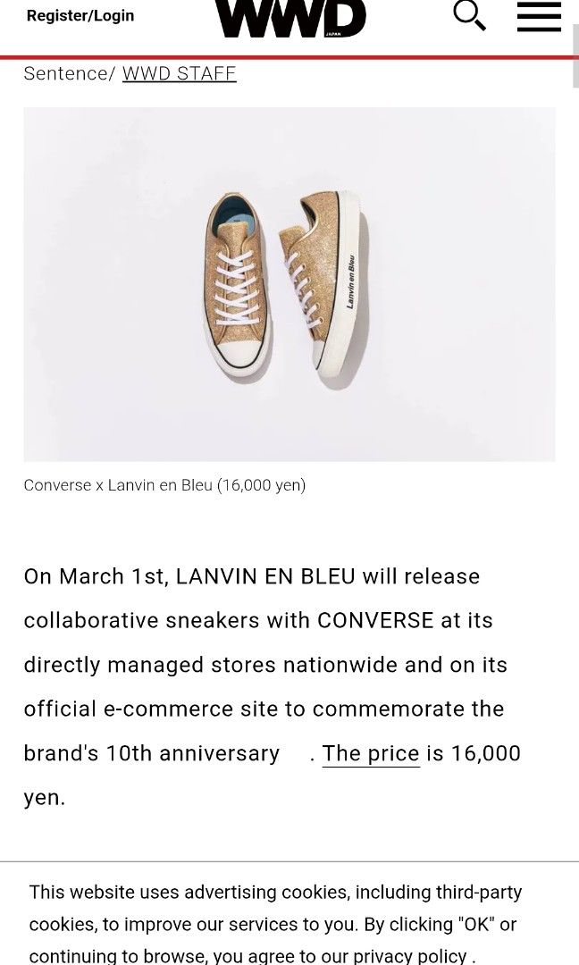 Lanvin En Bleu X Converse Unisex (authentic) (Category: Luxury Apparel) located in Cebu City. Submitted by westleygics18 (Listing ID 1470207027, Image 3). Description: Lanvin En Bleu X Converse Unisex (authentic) Excellent Condition Size 7 US Womens Men's 5 US Men's 23/24 CM Actual Pictures Posted Dm.