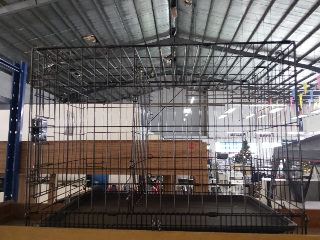 Large metal wire dog crate with divider panel (Category: Homes & Other Pet Accessories) located in Manila. Submitted by kamanowkhmr (Listing ID 1470158327, Image 1). Description: - Heavy-duty black metal construction - Includes sliding plastic tray for easy cleaning - Built-in adjustable divider panel for growing pets - Secure latches on the door for safety - Ideal for dogs and other pets.