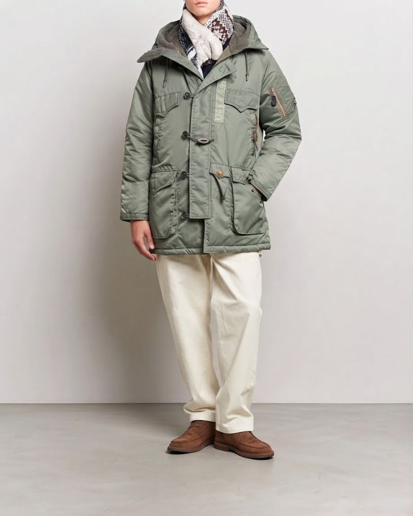Levis Type N-3B Parka Sage Down Jacket (Category: Coats, Jackets and Outerwear) located in Antipolo. Submitted by bentakahitanoano (Listing ID 1470174864, Image 1). Description: The Levi's Type N-3B Parka Down Sage Jacket is a robust, military-inspired cold-weather piece designed to offer exceptional warmth and protection against harsh elements. This hooded parka features a heavy-duty nylon shell in a versatile sage green color, packed with down 