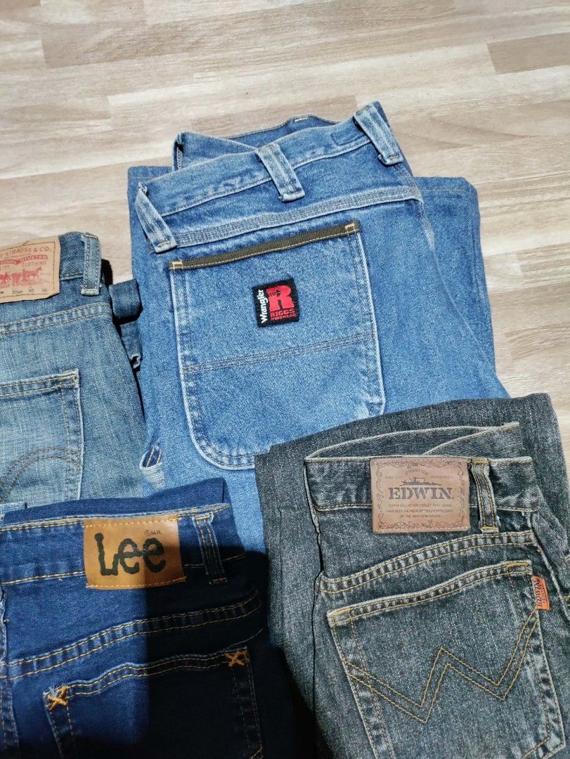 LEVI'S, WRANGLER, LEE, TOMMY, EDWIN (Category: Jeans) located in Carmen. Submitted by raythrifter (Listing ID 1470182478, Image 3). Description: 1k+sf good for resale Lee Women's — W 27-28 | L 37 | H 6 | T 9 Wrangler Straight — W 36 | L 38 | H 8 | T 12.5 Edwin Straight — W 28 | L 41 | H 8 | T 11 Levi's Straight — W 30 | L 38.5 | H 8 | T 11 Tommy Jeans Bootcut — W 30 | L 38.5 | H 9 | T 10.