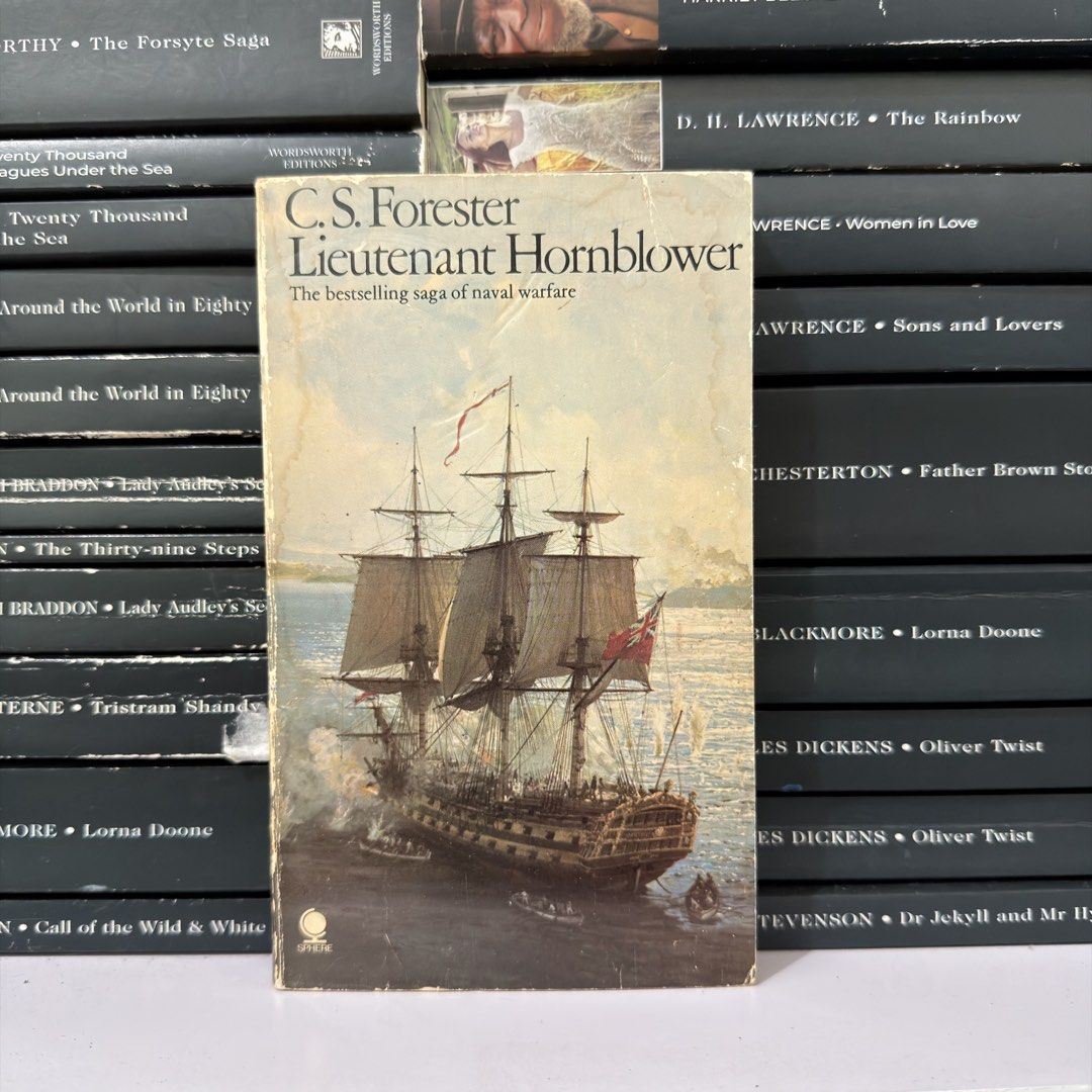 Lieutenant Hornblower by C.S. Forester Sphere Paperback (Category: Storybooks) located in Lingayen. Submitted by readwjane (Listing ID 1470153371, Image 1). Description: - Title: Lieutenant Hornblower by C.S. Forester - Edition: Sphere paperback - Genre: Classic naval warfare / Historical fiction - Cover Design: Vintage yellowish cover featuring sailing ship artwork - Condition: Pre-loved, well-preserved vintage look.