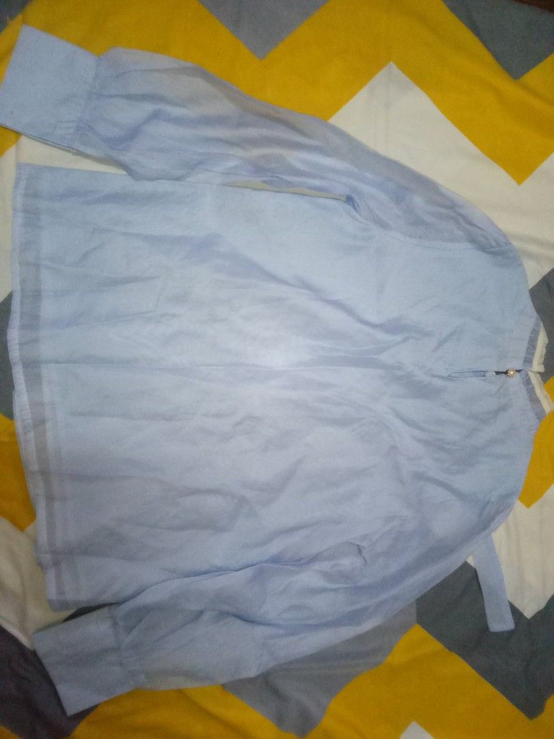 LIGHT BLUE VINTAGE LACE BLOUSE 🩵 (Category: Longsleeves) located in Manila. Submitted by fabelz (Listing ID 1470180130, Image 2). Description: 🩵 LIGHT BLUE VINTAGE LACE BLOUSE 🩵 💰 Price:₱200 (negotiable) ୨ৎ Details • Color: Light blue • Size: Small to Medium (S-M) • Style: Vintage-inspired blouse with delicate white lace details • Sleeves: Long sleeves with buttoned cuffs • Condition: Never worn 🩵 A pretty, vintage-inspired blouse with delic