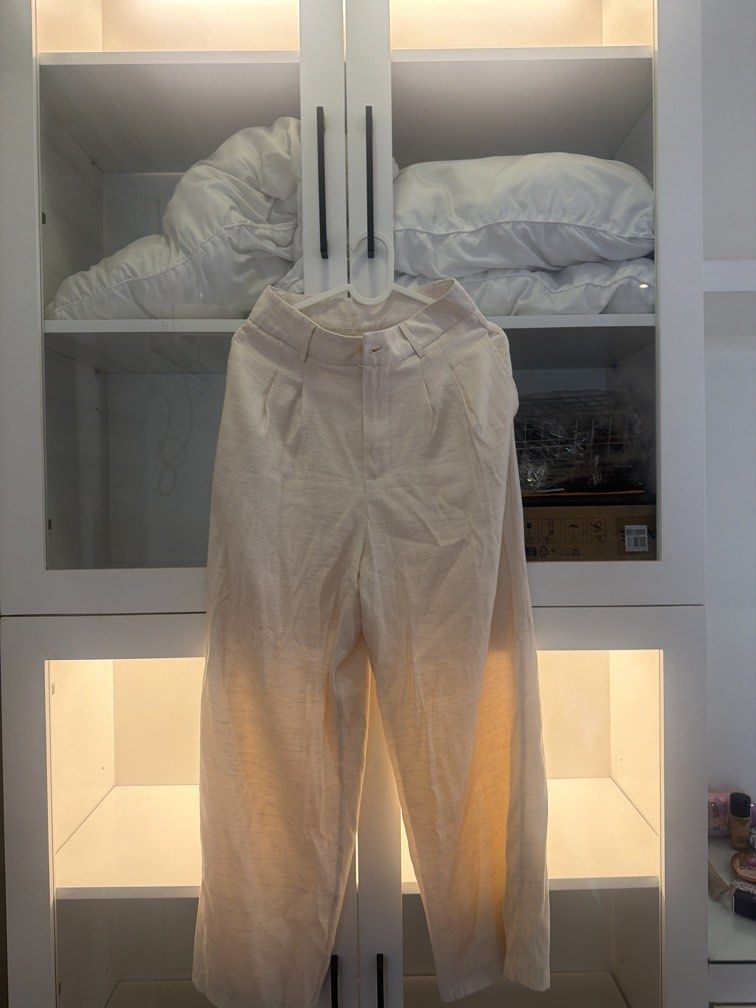 Linen beige trousers (Category: Other Bottoms) located in Quezon City. Submitted by destashingmycloset (Listing ID 1470155707, Image 1). Description: .