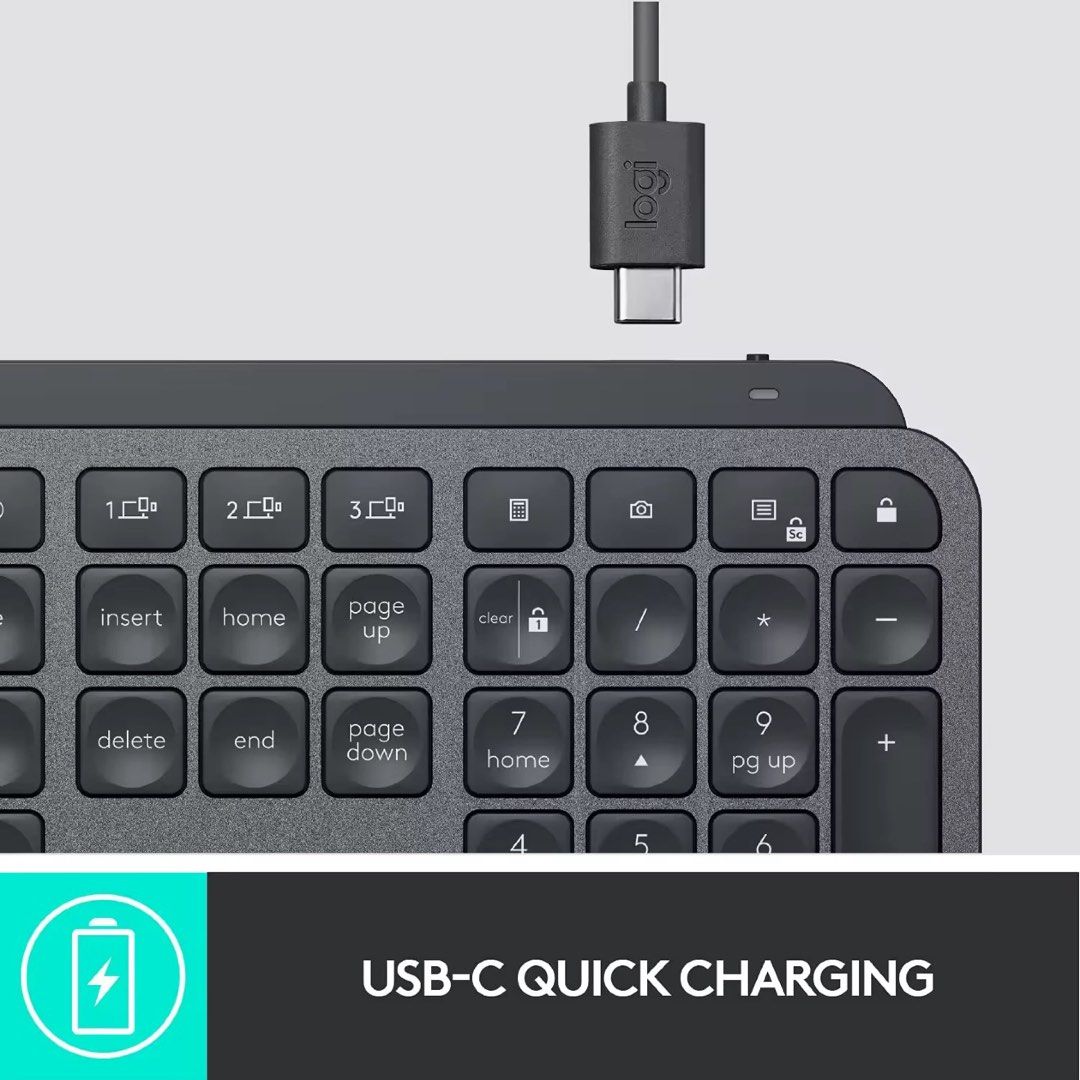 Maxx Tech Keyboard Logitech MX Keys Advanced Wireless Illuminated Keyboard, Computers ...