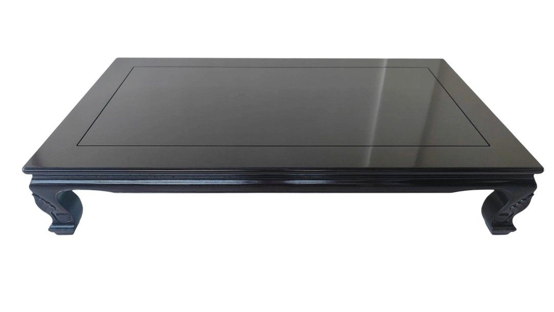 LONG CENTER / COFFEE TABLE (Category: Tables & Sets) located in Mexico. Submitted by mgracejapansurplus (Listing ID 1470313158, Image 3). Description: NEW ARRIVAL 🔥 JAPAN LUXURY (Suplus) LONG CENTER / COFFEE TABLE ✨ - Heavy Solid Wood Long Center Table - Elegant glossy black finish, thick smooth tabletop - Ornate carved legs, sturdy & heavy solid wood construction - Low-profile design, spacious surface area - Dimensions: L71" × W39" × H14" - Pri