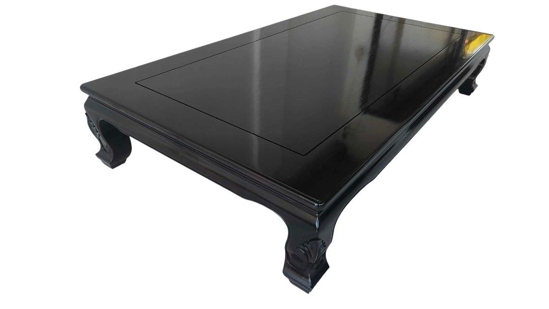 LONG CENTER / COFFEE TABLE (Category: Tables & Sets) located in Mexico. Submitted by mgracejapansurplus (Listing ID 1470313158, Image 2). Description: NEW ARRIVAL 🔥 JAPAN LUXURY (Suplus) LONG CENTER / COFFEE TABLE ✨ - Heavy Solid Wood Long Center Table - Elegant glossy black finish, thick smooth tabletop - Ornate carved legs, sturdy & heavy solid wood construction - Low-profile design, spacious surface area - Dimensions: L71" × W39" × H14" - Pri