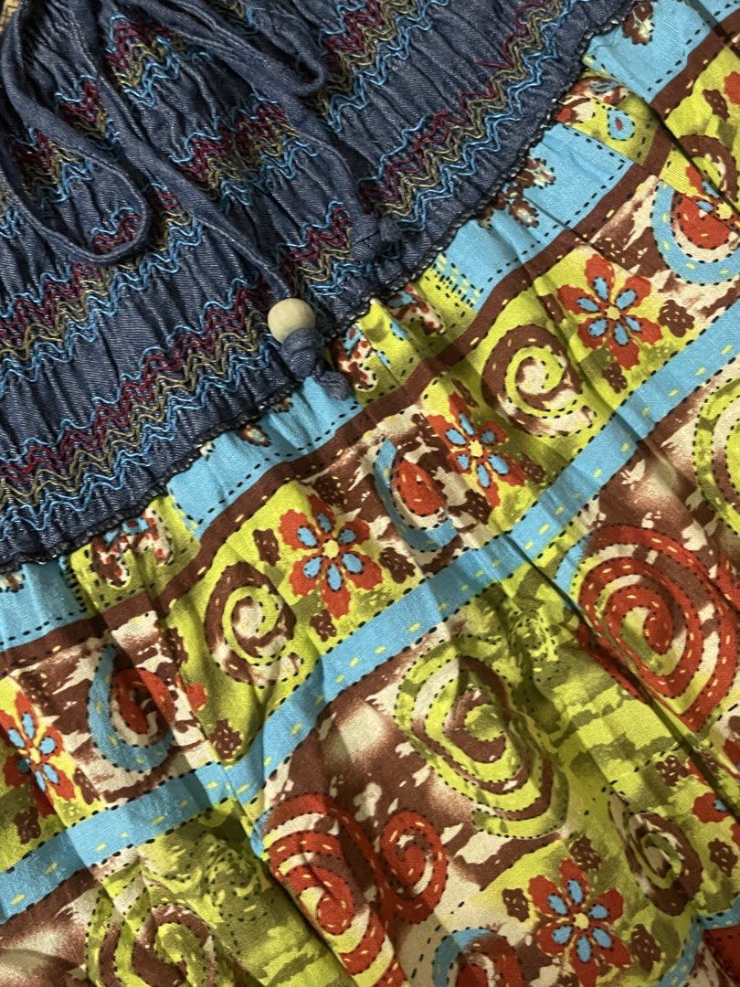 long vintage skirt (Category: Skirts) located in Manila. Submitted by themusecloset (Listing ID 1470247617, Image 2). Description: 🌼 COLORFUL BOHO MAXI SKIRT FOR SALE! 💸 PRICE: ₱260 ONLY! 📏 SIZE: Small to Medium (S–M) ✨ Cute, flowy & vintage-inspired 💛 Colorful prints for a unique boho aesthetic 🧵 Comfy garterized waist with tie detail 🌷 Perfect for casual OOTDs and travel fits! #MuseCloset #BohoStyle #MaxiSkirt #AffordableFashion #ThriftFi