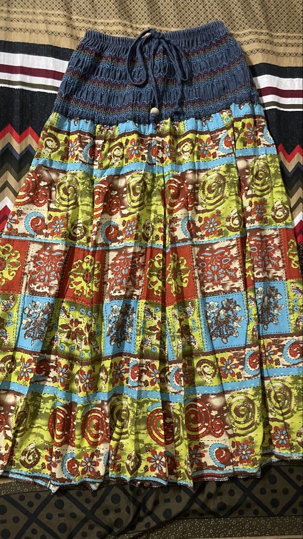 long vintage skirt (Category: Skirts) located in Manila. Submitted by themusecloset (Listing ID 1470247617, Image 1). Description: 🌼 COLORFUL BOHO MAXI SKIRT FOR SALE! 💸 PRICE: ₱260 ONLY! 📏 SIZE: Small to Medium (S–M) ✨ Cute, flowy & vintage-inspired 💛 Colorful prints for a unique boho aesthetic 🧵 Comfy garterized waist with tie detail 🌷 Perfect for casual OOTDs and travel fits! #MuseCloset #BohoStyle #MaxiSkirt #AffordableFashion #ThriftFi
