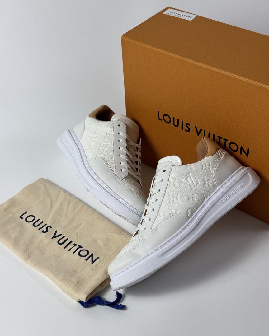 Louis Vuitton Beverly Hills 'White Monogram' (Category: Sneakers & Footwear) located in Calamba. Submitted by theartofpeerpressurelgn (Listing ID 1470208943, Image 1). Description: Beverly Hills 'White Monogram' Size 10.5 to 11 US men's (9 LV = 30 cm) Like new condition, complete with COA. ₱25,000 only (SRP ₱65K) 💯 Guaranteed Authentic 💳 Layaway available 📍 Calamba City, Laguna 🚚 Lalamove / LBC DM us to purchase. FB: THE ART OF PEER PRESSURE 