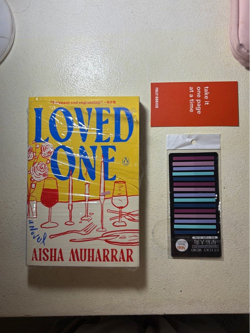 Loved One by Aisha Muharrar Novel (Category: Storybooks) located in Porac. Submitted by sahilvrrr (Listing ID 1470302551, Image 1). Description: - Title: Loved One by Aisha Muharrar (Paperback) - Genre: Contemporary fiction about friendship, grief, and love - Condition: Wrapped in plastic protection - Freebies: Includes an official Fully Booked bookmark and sticky tabs for annotating - Perfect for fiction book lovers Rfs: i have yet again bought 