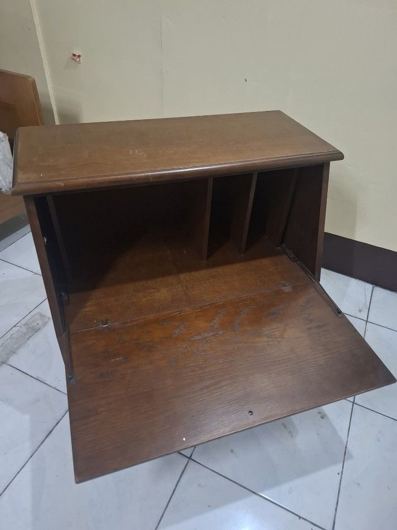 Low Type Fold Down Secretary Writing Desk Study Table Cabinet (Category: Tables & Sets) located in Quezon City. Submitted by dannikkishoppe2 (Listing ID 1470267827, Image 3). Description: Low Type Fold Down Secretary Writing Desk Study Table Cabinet‼️₱5500‼️ Please manage your expectations as there might be minimal flaws. Color may vary due to lighting, it may appear darker or lighter in person. Check photos first before buying. Please refrain fr