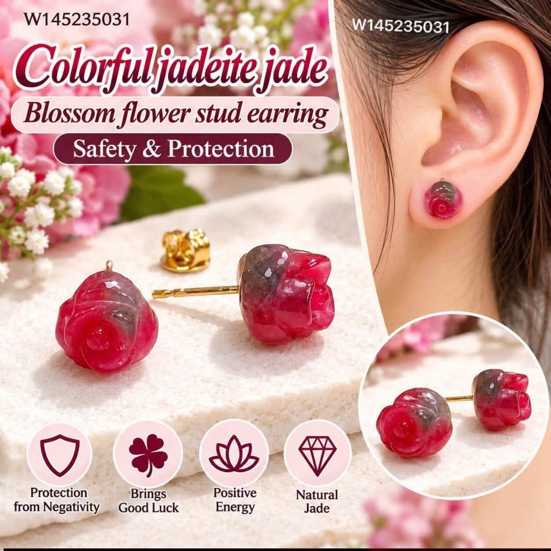 Lucky Gemstones stud earrings (Category: Earrings) located in Malolos. Submitted by keenhorse_ef38ab (Listing ID 1470160277, Image 1). Description: Fixed price plus sf ✅quality/ style/ size: 👉authentic colorful jadeite jade, thailand gold plated hypoallergenic Perfect for everyday wear or as a meaningful lucky gift. 🙏Note:Crystal meanings are based on traditional beliefs..