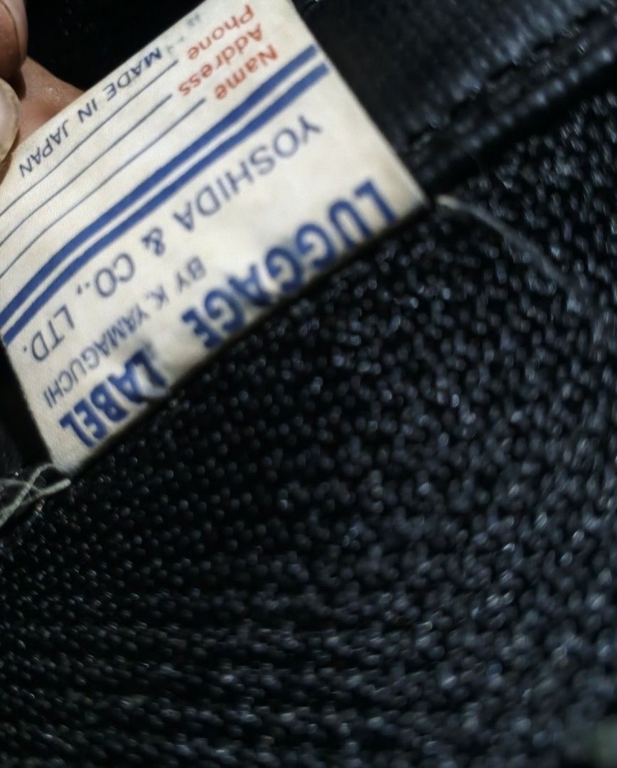 Luggage Label Liner Yoshida & Co (Porter) (Category: Backpacks) located in Kabacan. Submitted by thriftedsupremacy11 (Listing ID 1470346030, Image 3). Description: a black Luggage Label by Yoshida & Co. (Porter) New Liner Rucksack issue missing 1 button, minimal rubs.